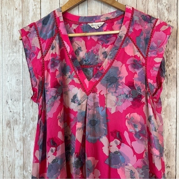 Rebecca Taylor Floral Print Top Size‎ 12 Women - Picture 2 of 11